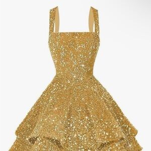Dazzling Gold Sequin Mini Dress